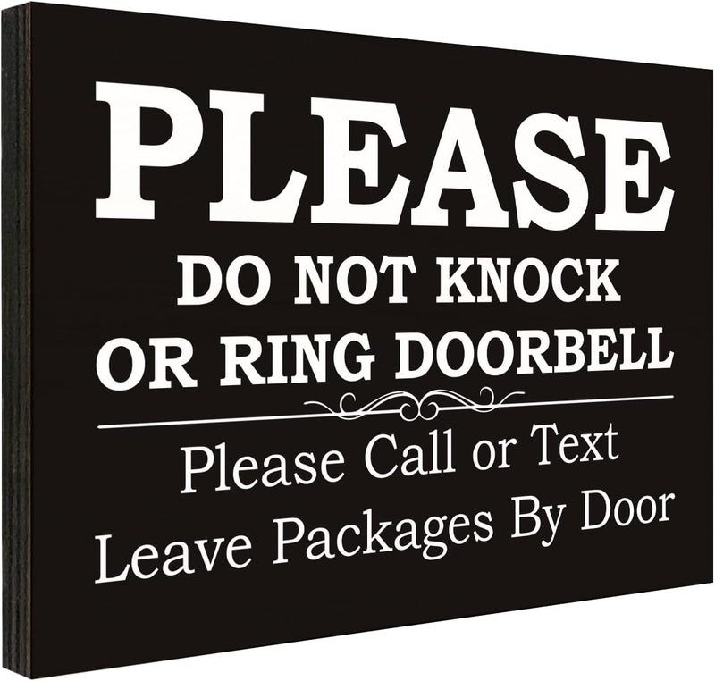 FTONENI No Soliciting Sign for House, Please Do Not Knock or Ring Doorbell Signs for Home, Please Call or Text Leave Packages By Door Sign for Office or Business Warning Reminder Signs 3.55" x 5.15" - PMA022 - Image 1